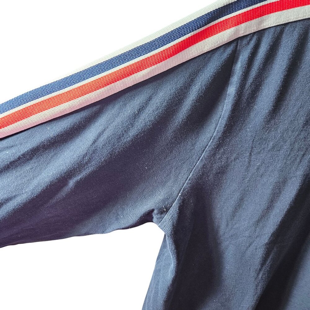 D&F Navy Long Sleeve Crewneck Shirt With Red & Blue Stripe Accents - Picture 3 of 4